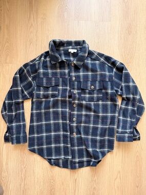 Plaid Button-Up Shirt Jacket